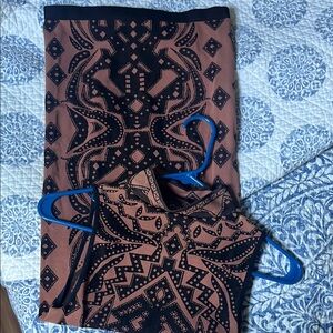 Free People Bodycon short Black and Brown Patterned Dress